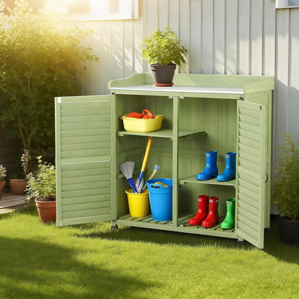 Outdoor Potting Bench with Met - đánh giá và giá Woodworking Or Woodworking