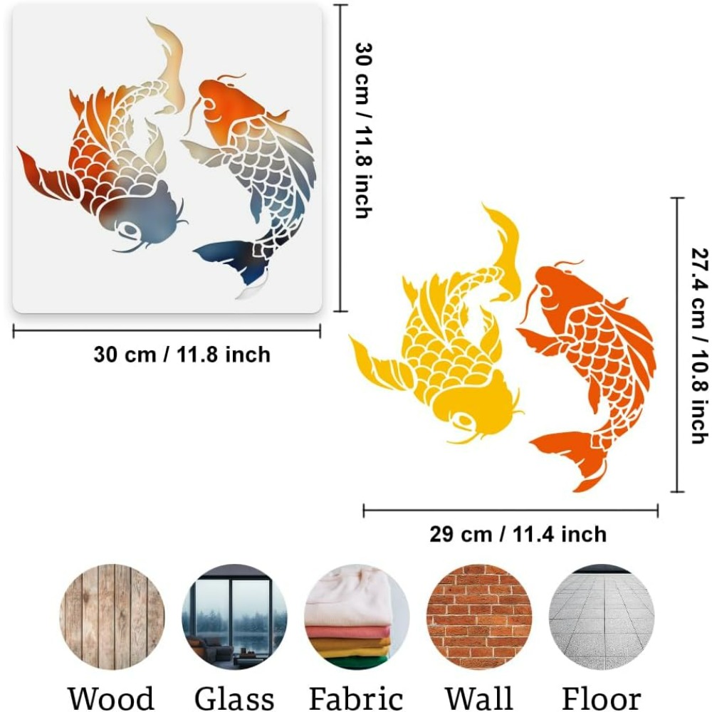 Koi Fish Wall Stencil Template - đánh giá và giá Woodworking Veneer
