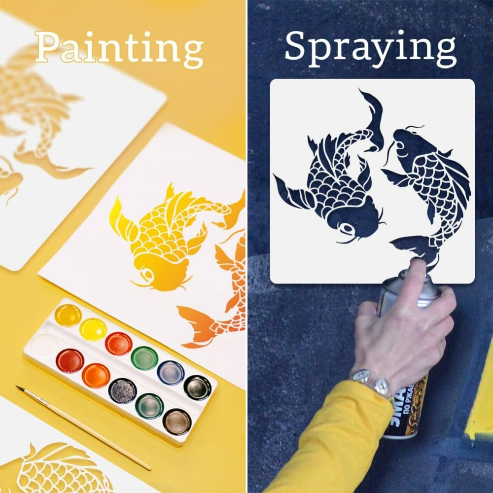 Koi Fish Wall Stencil Template - đánh giá và giá Woodworking Veneer
