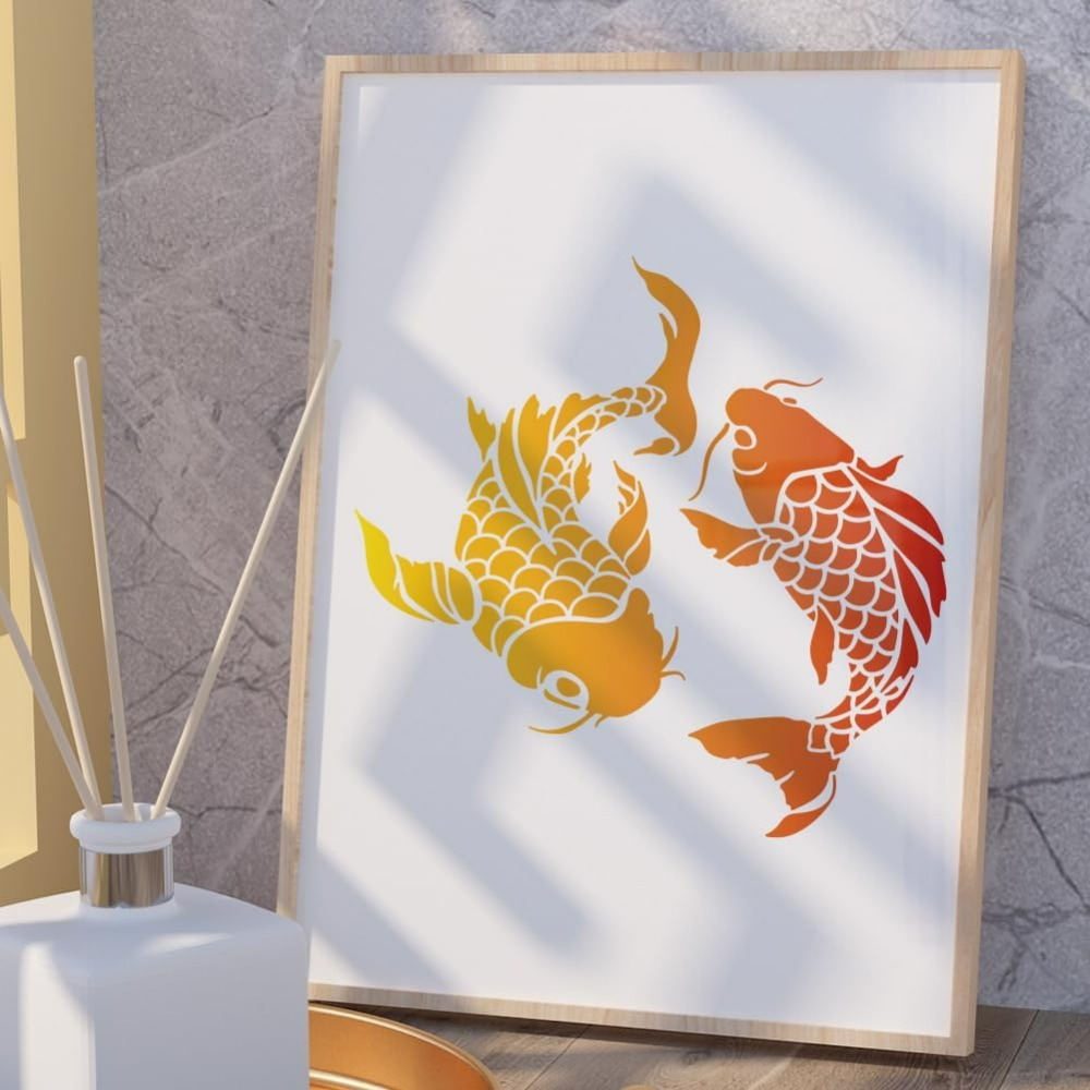 Koi Fish Wall Stencil Template - đánh giá và giá Woodworking Veneer